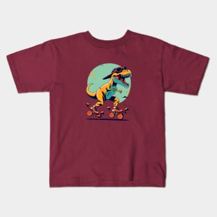 dino T rex skating Kids T-Shirt